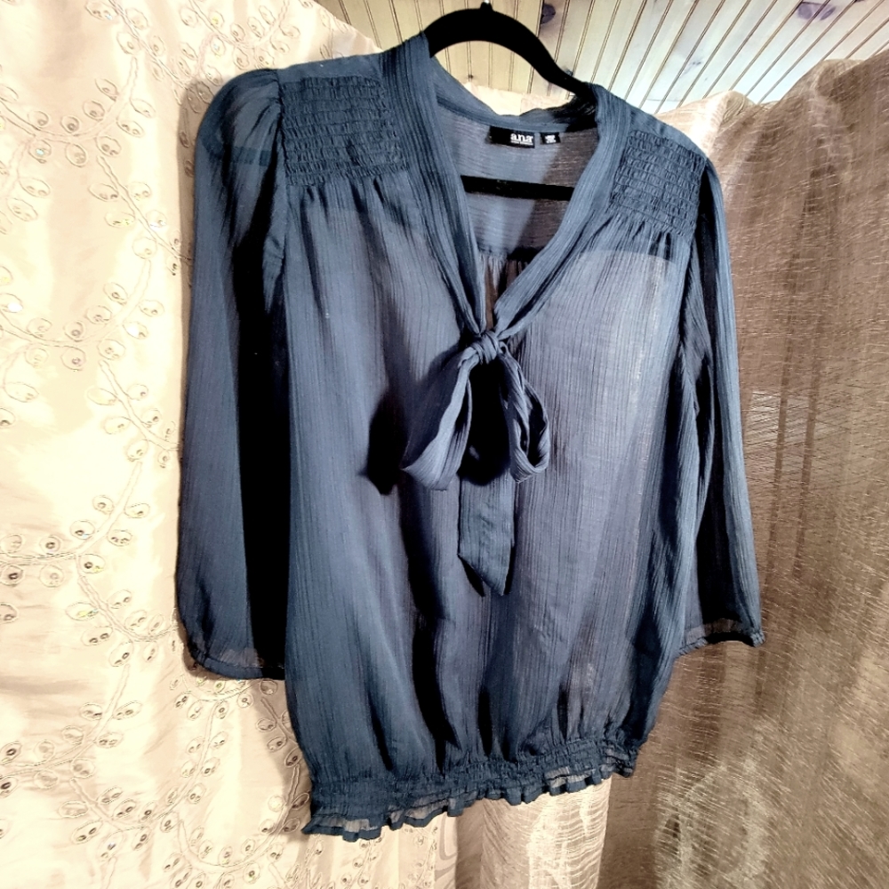 A.N.A. Blouse  in Teal Gauze